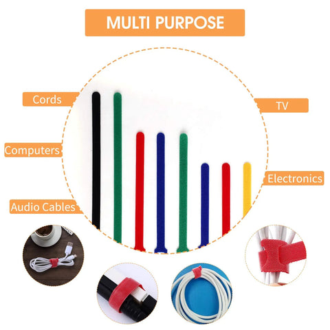 80 Pcs Reusable Cable Ties Set With 6 8 10 Inch Adjustable Wire Ties Hook And Loop Straps Cord Organizer Multicolor Pack In Five Colors