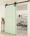Heavy Duty Sliding Barn Door Rail Beefy Hardware Kit For Double Doors Monorail Track System Smooth Quiet Operation Carbon Steel Construction Supports Up To 150kg No Door Included Bypass Style installed in room
