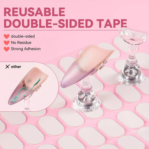 Two Pack Magnetic Nail Practice Stands With Heart Acrylic Holder, showcasing reusable double-sided tape strips.