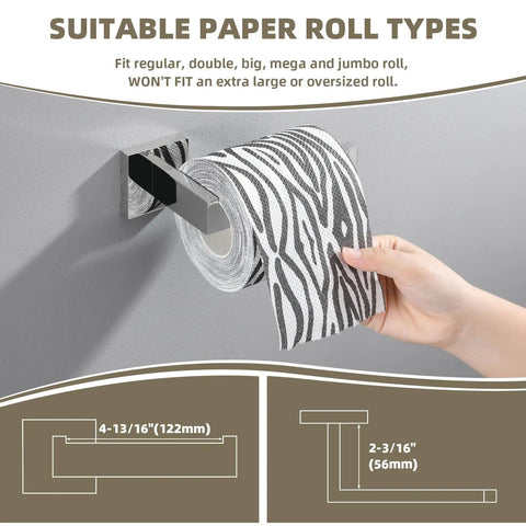 Polished Chrome 4 Piece Bathroom Hardware Set Built From 304 Stainless Steel With Robe Hook, Toilet Paper Holder, Hand Towel Holder, And Bath Towel Bar For Easy Organization And Modern Home Upgrade toilet paper holder