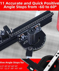 Precision Woodworking Miter Gage With 360Mm Fence And Flip Stop For Bench Saws offers 11 angle stops from -60 to 60 degrees.