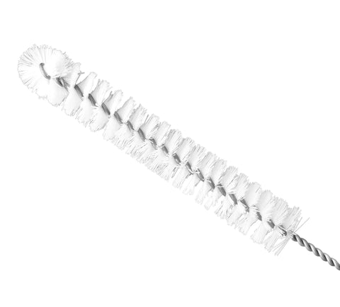 9 Inch White Nylon Semi Micro Test Tube Cleaning Brush With Twisted Wire Handle For 6 To 10 Millimeter Tubes Great For Lab Cleaning And Quick Scrubs For Daily Lab Use, angled view