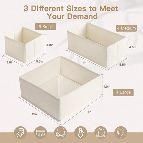 Slick 14 Pack Foldable Drawer Organizers For Dressers And Closets, Heavy Duty Storage Bins To Keep Baby Clothes Underwear And Socks Straight Up Organized, Total Game Changer For Nursery Or Dorm Rooms