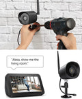 Person installing 2 Pack Outdoor WiFi Security Cameras 2K Night Vision Motion Detection IP66 Waterproof Cloud Storage Alexa compatible