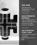 8mm Push To Connect Ball Valve Union for Pneumatic Systems and Air Hose Fittings, black plastic and steel claw design