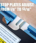 Close-up of Adjustable Box Joints Jig For Table Saws And Router Tables Built For Precision Box Making, showing adjustable stop plates.