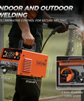 Beefy 4 In 1 Portable 135A MIG Welder 110V Flux Core MIG Stainless Flux MIG Stick MMA Lift TIG with LED Display in use on metal