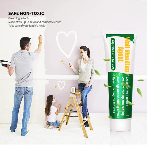 Family using Drywall Repair Kit With Paste And Scraper For Fast Wall Patch And Easy Hole Fill, Home Repair Made Simple