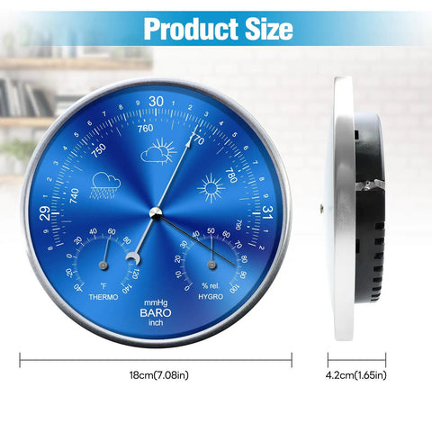 3 In 1 Wall Mounted Weather Station With Barometer Thermometer And Hygrometer Mechanical Movement No Battery Required