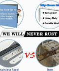 Comparison of Heavy Duty White Floating Shelf Brackets 4 Pack L Brackets For Wall Mounted Storage with rusting iron and stainless steel.