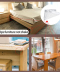 4 Pack White Bed Corner Supports With Sleek Hidden Triangle Shelf Brackets And Cold Rolled Steel Braces For Zero Wobble Desk Edge Reinforcement Tough As Nails Easy Snap Together Hardware in use beneath bed and table.