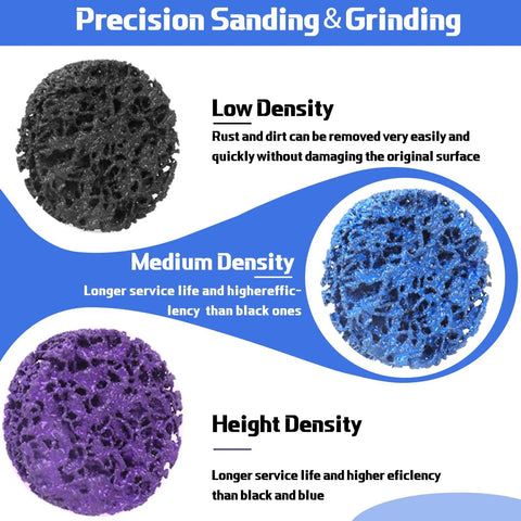 53 Piece Quick Change Strip Disc Set For Drill And Die Grinder Two Inch Diamond Stripping Discs With One Quarter Inch Shank Includes Fifty Diamond Discs In Purple Blue And Black For Fast Paint And Rust Removal showing density options