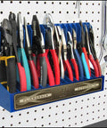 Blue Pliers Rack Organizer For Pegboard And Toolbox Drawer Holds 16 Sets Of Pliers From Regular To Small Keeps Spring Loaded Pliers Closed Tilt Feature For Easy Access Perfect Pliers Storage And Tool Organization