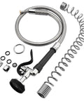 Built Different Commercial Sink Sprayer With 45 Inch Flexible Stainless Pre Rinse Hose and Heavy Duty Overhead Spring Replacement Kit components.