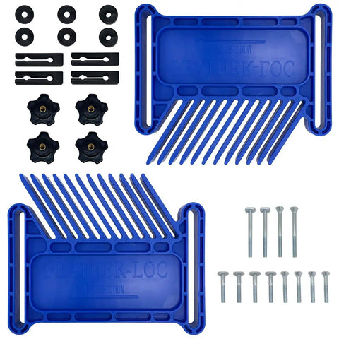 Stackable Featherboard Safety Tool For Table Saws, Router Tables And Band Saws With Miter Slots, Set of 2, blue with hardware