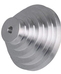 Beefed-Up Aluminum 5 Slot A Type V-Shaped Pulley Kit With 5 Step Ratios For Timing Belt, 14mm Belt Width, Silver Motor Shaft
