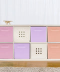11 Inch Foldable Storage Bins With Handles Set Of 6 In Pastel Orange Purple And Pink For Nursery Playroom And Closet Organization