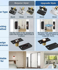 Comparison of regular and upgrade styles of Two Pack Magnetic Door Ball Catch Set For Closet Doors in black and silver.