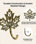 Legit Vintage Maple Leaf Wall Hooks Gold Finish Heavy Duty Decorative Rack Built Tough For Coats And Keys Straight Up Farmhouse Home Organization Two Pack with enlarged hook.