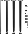28 Inch Adjustable Desk Legs Heavy Duty Steel Table Support Set Of 4 Boss Desk Upgrade 1200 Lb Load Capacity, matte black finish.
