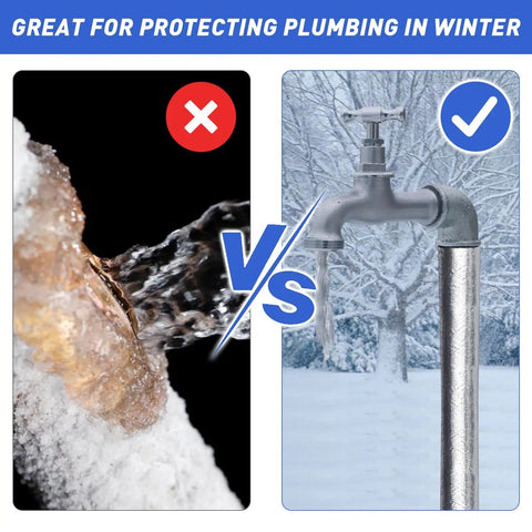 Comparison of frozen pipe without insulation vs protected pipe with Self Adhesive 1 Inch Pipe Insulation Foam Wrap With Aluminum Foil.