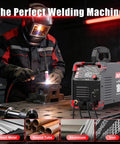 180 Amp DC Pulse TIG Welder with Cold Start and LED Display in use, welding sheet metal on workbench in shop setting