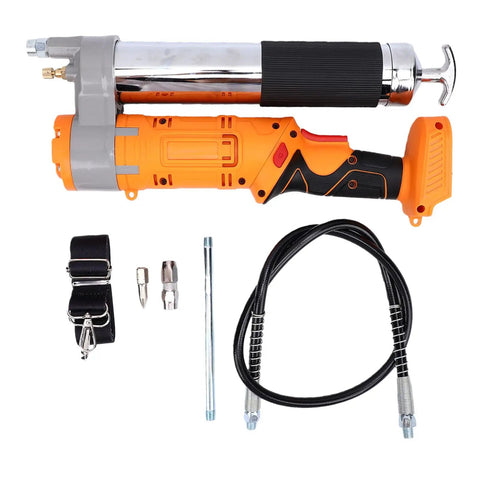 Cordless Electric Grease Gun With 2 In 1 Rotating Handle For Maximum Comfort And High Pressure Lubrication, components visible
