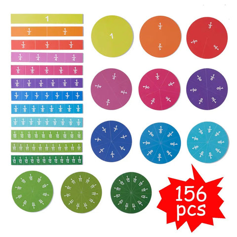 Magnetic Fraction Tiles And Circles Set For Math Class And Home A Must Have 156 Piece Color Coded Fraction Set displayed