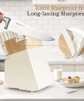 14 Piece Full Tang Kitchen Knife Set With Wood Block Sharpener in kitchen setting, showing ergonomic handles and high-carbon stainless steel blades