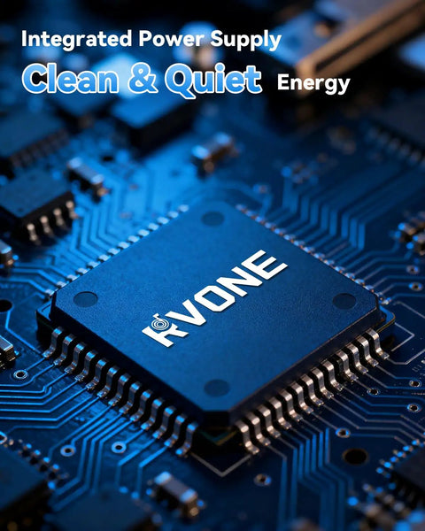 Close-up of a microchip on a circuit board showcasing clean energy for guitar pedal board with power supply 10 isolated outputs.