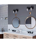 Super Cool Antique Bronze Farmhouse Two Light Bath Vanity Light With Clear Glass Shades Bringing Warm Vintage Glow To Bathroom Bedroom Or Hallway In Urban Industrial Style