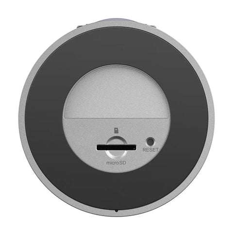 Back view of Indoor Home Security Cam With 180 Degree View Full HD 1080p Night Vision Two Way Audio MicroSD slot and reset button.