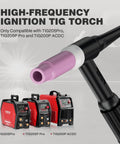 WP26 TIG Torch With Air Cooled High Frequency Start Beefy 13 Ft Cable 150 A Dinse 35 To 50 MM2 Connector Easy Hookup