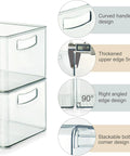 Kick Clutter To The Curb With These 8 Pack Freezer Organizer Bins Featuring Reinforced Handles And Thickened Food Grade Plastic For Fridge Pantry Storage That Really Keeps Your Kitchen Game Strong, showcasing curved handles and 5mm thick edges.
