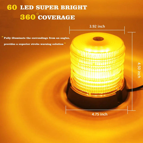 Heavy Duty 60 Led Amber Magnetic Strobe Light Featuring Hella Bright Illumination And Waterproof Build For Pickup Trucks Forklifts And Utility Gear Rock Solid Fitment With Plug And Play Simplicity That Gets Your Ride Noticed Instantly