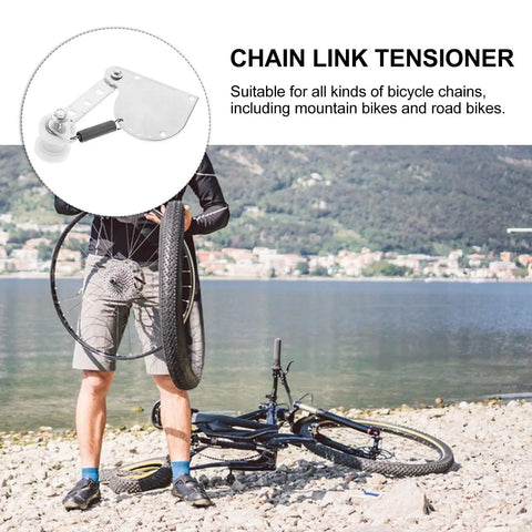 Upgrade Your Ride With This 49cc Spring Loaded Chain Tensioner Kit. silver chain tensioner with roller for bicycle chain