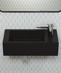 19.5 By 10 Inch Rectangular Ceramic Wall-Hung Sink With Right-Side Faucet Mount Matte Black Finish Space-Saving Bathroom Fixture