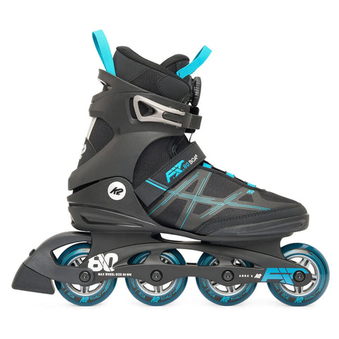 F.I.T. 80 BOA Inline Skates For Men Black Blue With BOA Closure, Stability Plus Cuff, FBI Vibration Absorbing Frame