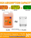 Heavy Duty 5 LBS Orange Indicating Silica Gel Desiccant Beads in 5LB container illustrating moisture absorption capacity.