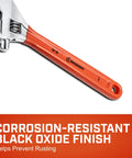 12 Inch Adjustable Cushion-Grip Wrench with Hex Jaw for Tight, Slippage-Free Grips, ergonomic handle, corrosion-resistant finish