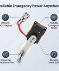 Emergency Hand Crank Power Generator Charger For Outdoors Portable Self Powered USB Phone Charger For Camping No Batteries Needed No Outlets Required Ready Backup Power When You Need It Most Compact Survival Charging Kit showing USB port and metal build features