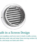8 Inch Stainless Steel Wall Vent Cover With Round Exhaust Grille For Ventilation Outlet And Dryer Hood External Extractor Easy To Install Fits 8 Inch HVAC Ducts Wall Or Ceiling Mount Durable Airflow Solution showing screen design