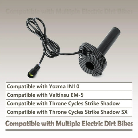 Twist Throttle Replacement For Electric Dirt Bikes With Full Cable Kit Bearings And Male Connector Compatible With Yozma IN10 Valtinsu EM 5 Throne Strike Shadow SX