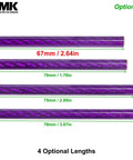Four purple carbon fiber tubes in various lengths for Six Piece 67mm Carbon Fiber Bumper Tube Link Rods For One Tenth RC Crawlers