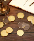20 Pack Brass Coin Blanks, 40mm Diameter, 2mm Thick, Laser Engravable Coins For DIY Customization on wooden surface