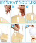 Steps to assemble 12 Sets Baby Shower Hot Air Balloon Table Centerpieces DIY Paper Lanterns Stuffed Plush Bears Wooden Baskets