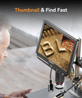 4K Coin Digital Microscope With 8 Inch LCD, 52MP Imaging, HDMI Output, Soldering Microscope For Electronics And Jewelry, Ultra Clear Micro Detail, Adjustable LED Lighting, Live View For Hobbyists And Pros, showing coin inspection on screen