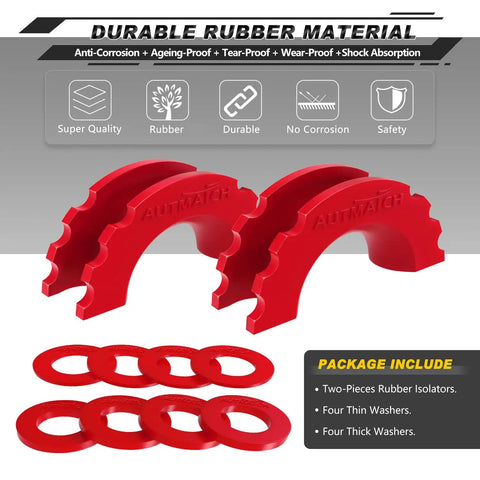 Heavy Duty Red Shackle Isolators With Washers Fits 3/4 Inch D Ring Bow Shackles Rubber Bushing Covers For Off Road Truck Rigs.