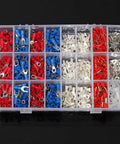 Get This Super Dope 1000Pc Insulated Crimp Terminals Assortment Kit With 24 Types Of Electrical Wire Connectors For All Your Cable Cord Pin Spade Fork Ring And Grounding Needs To Keep Things Tight. 1000-piece insulated terminal kit in plastic organizer, red and blue connectors