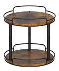 10.2 Inch Wood Lazy Susan Turntable Organizer For Cabinet And Countertop 2 Tier Spice Rack with dark wood shelves and metal frame
